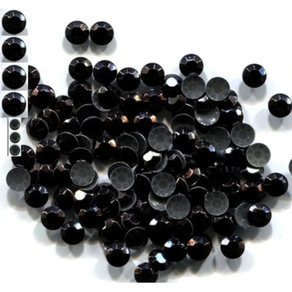 RHINESTUDS Faceted Metal 5mm Hot Fix   BLACK  iron on  ‎  2 Gross  288 Pieces